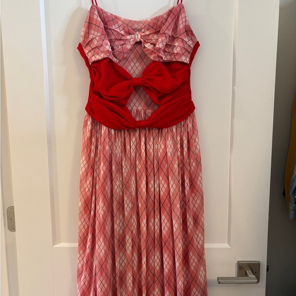 Adam Lippes Red and Pink Bow Dress